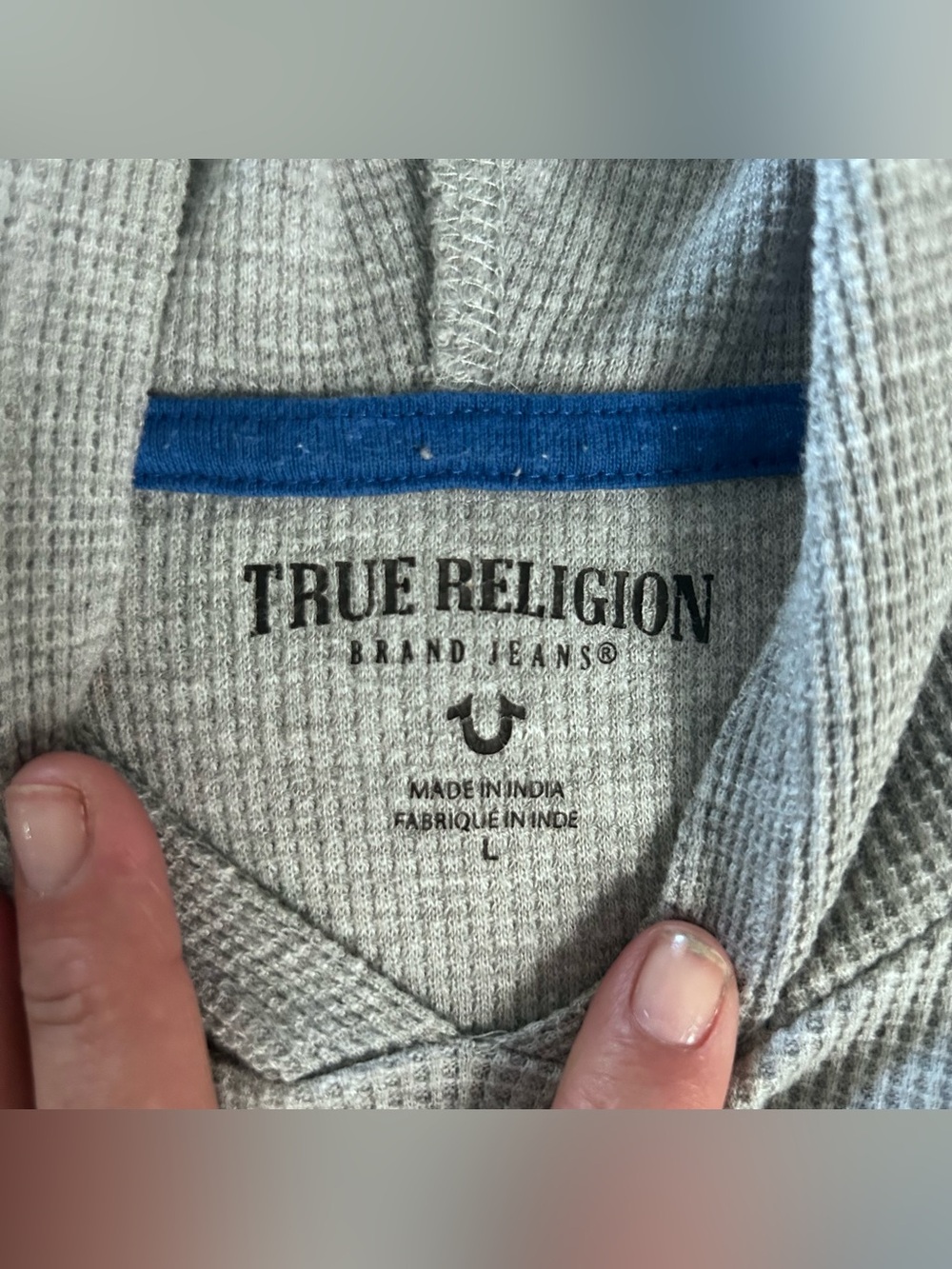 True Religon Waffle Knit Hooded thermal longsleeve Shirt Boys L - Picture 5 of 8